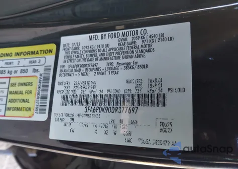 2013 Ford Fusion Titanium from USA, damaged, VIN 3FA6P0K90DR377697